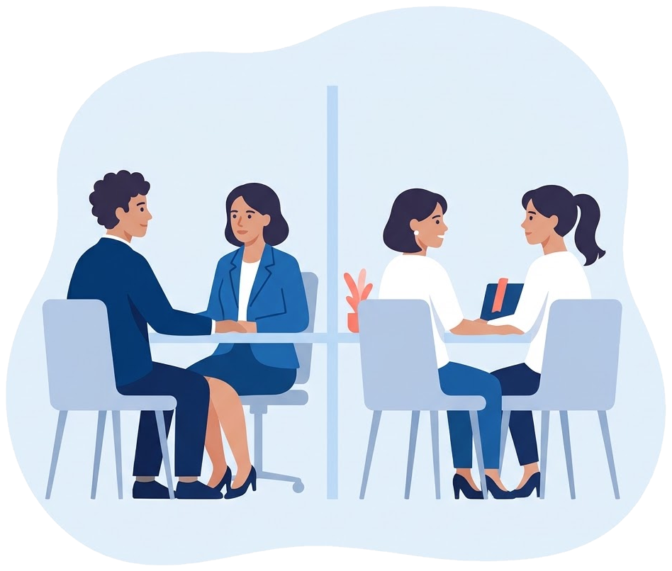 Each partner taking advice from their own solicitor, at two separate meetings
